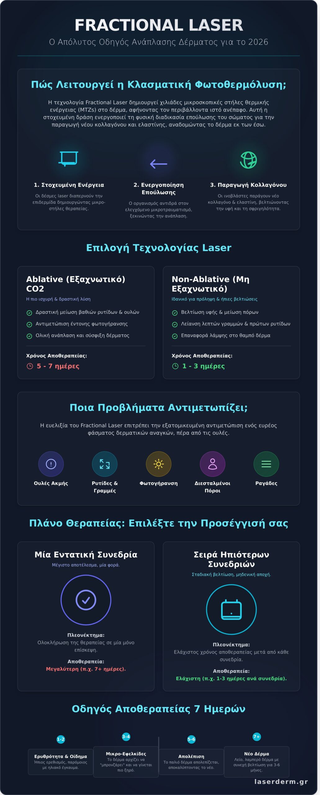 Fractional Laser: Ο Απόλυτος Οδηγός για την Ανάπλαση Δέρματος το 2026 - Infographic