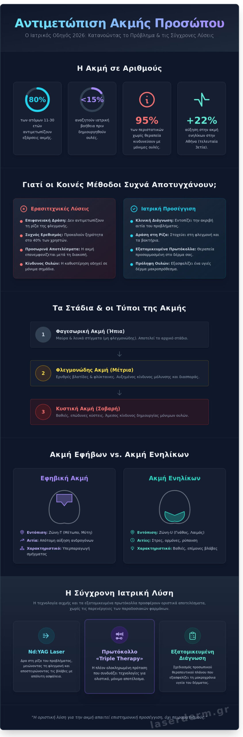 Ακμή Προσώπου & Αντιμετώπιση: Ο Πλήρης Ιατρικός Οδηγός για το 2026 - Infographic