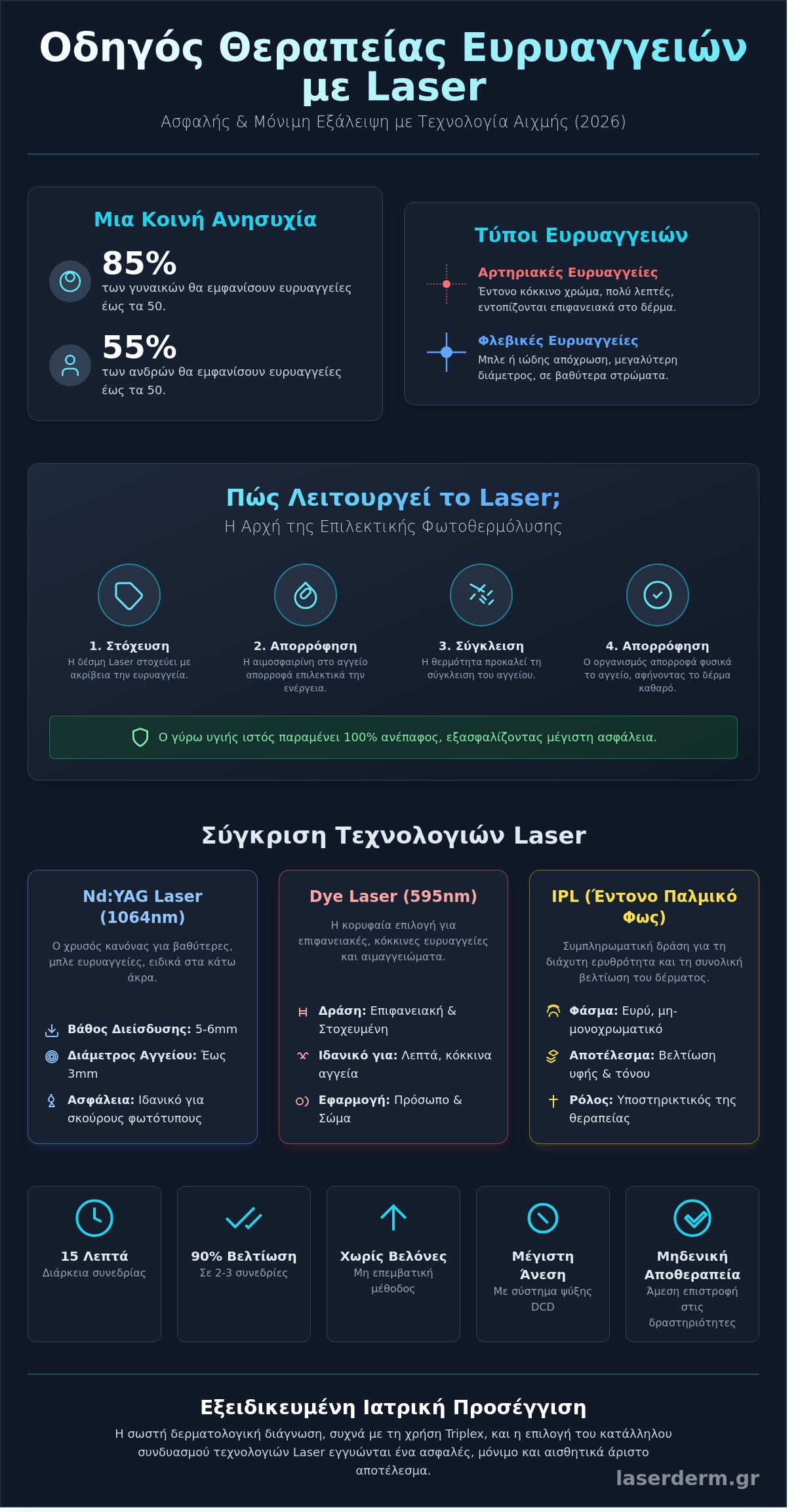 Ευρυαγγείες & Θεραπεία Laser: Ο Πλήρης Ιατρικός Οδηγός 2026 - Infographic