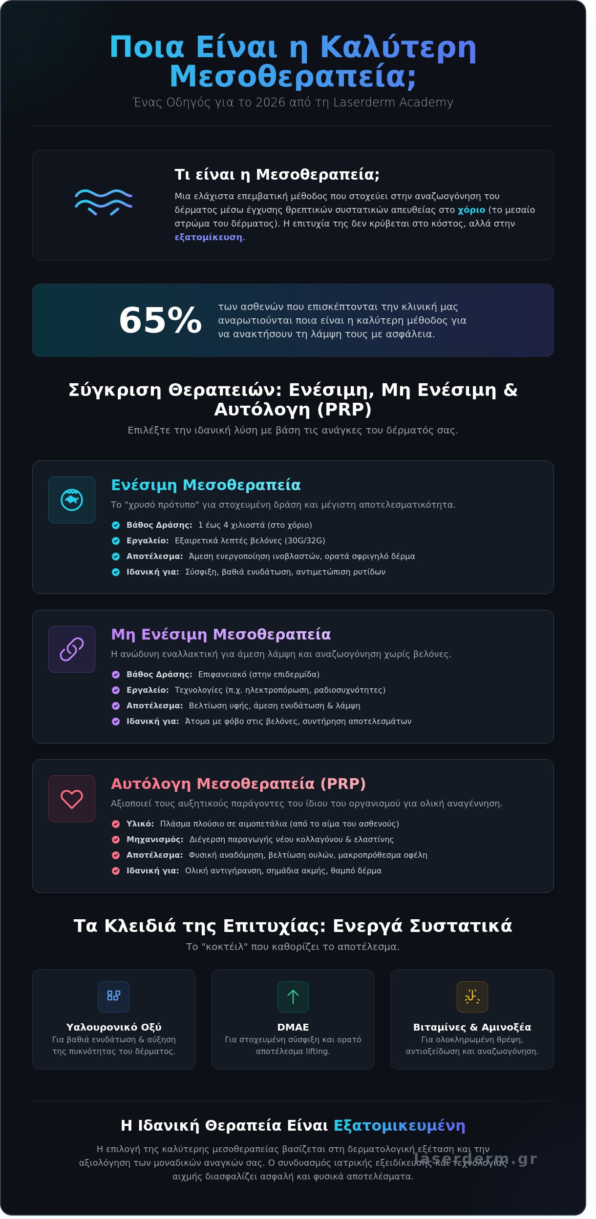 Ποια είναι η καλύτερη μεσοθεραπεία για το πρόσωπό σας; Ο απόλυτος οδηγός (2026) - Infographic