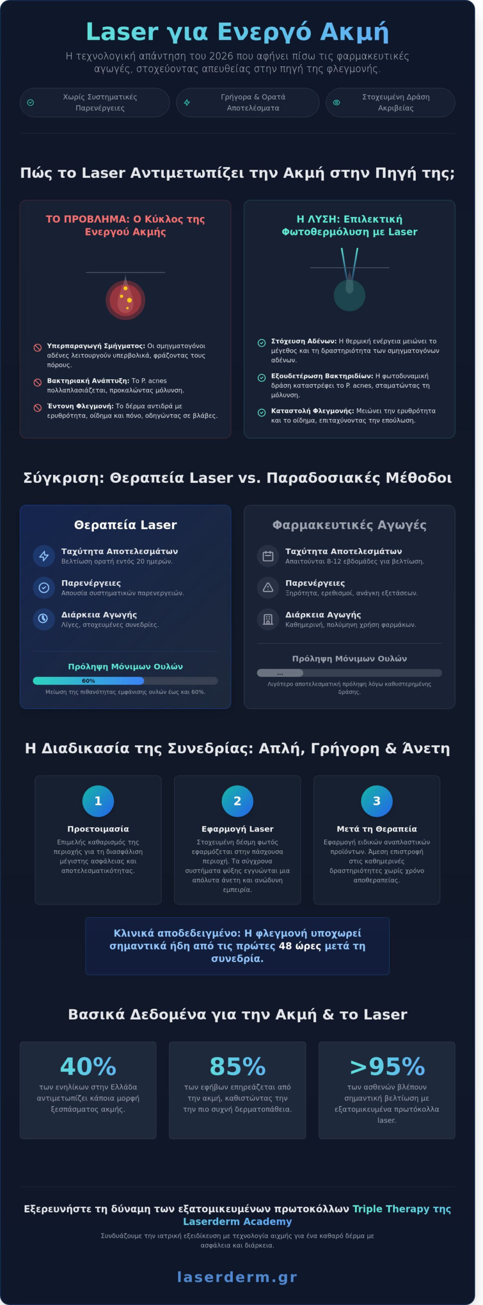 Laser για Ενεργό Ακμή: Η Σύγχρονη Ιατρική Λύση για Καθαρό Δέρμα το 2026 - Infographic