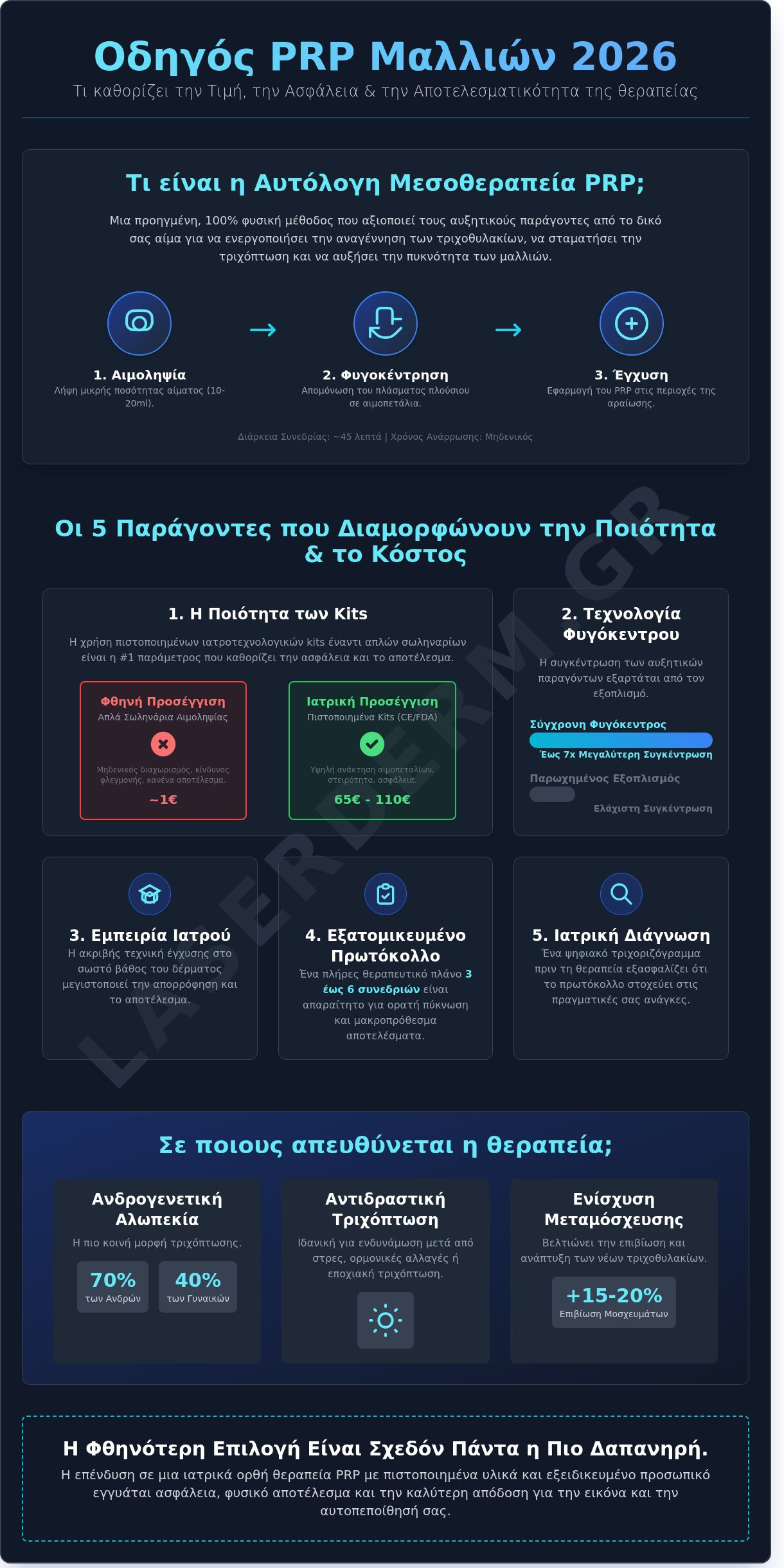 PRP Μαλλιών Τιμή Αθήνα 2026: Ολοκληρωμένος Οδηγός Κόστους & Αποτελεσμάτων - Infographic