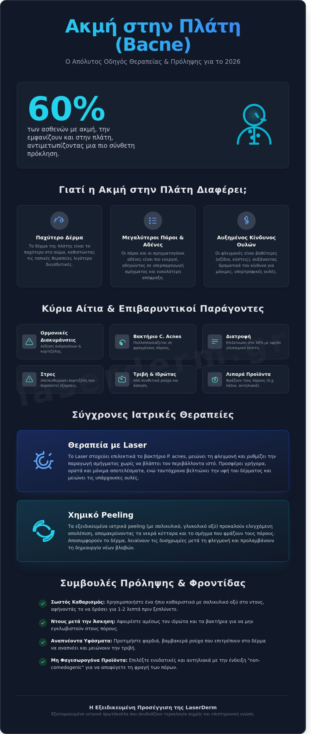 Θεραπεία ακμής στην πλάτη: Ο πλήρης ιατρικός οδηγός για το 2026 - Infographic