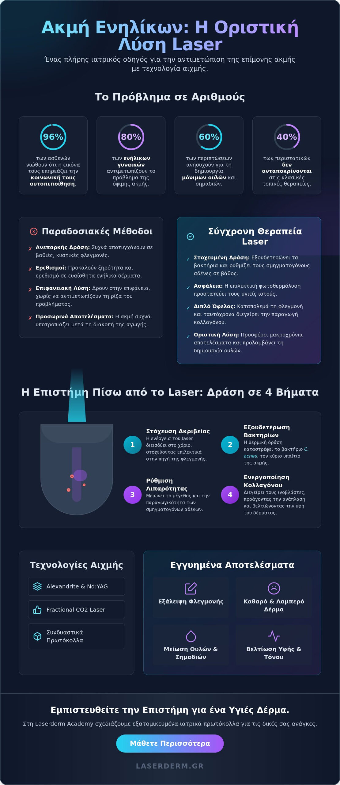 Ακμή στους ενήλικες & θεραπεία laser: Ο πλήρης ιατρικός οδηγός για το 2026 - Infographic