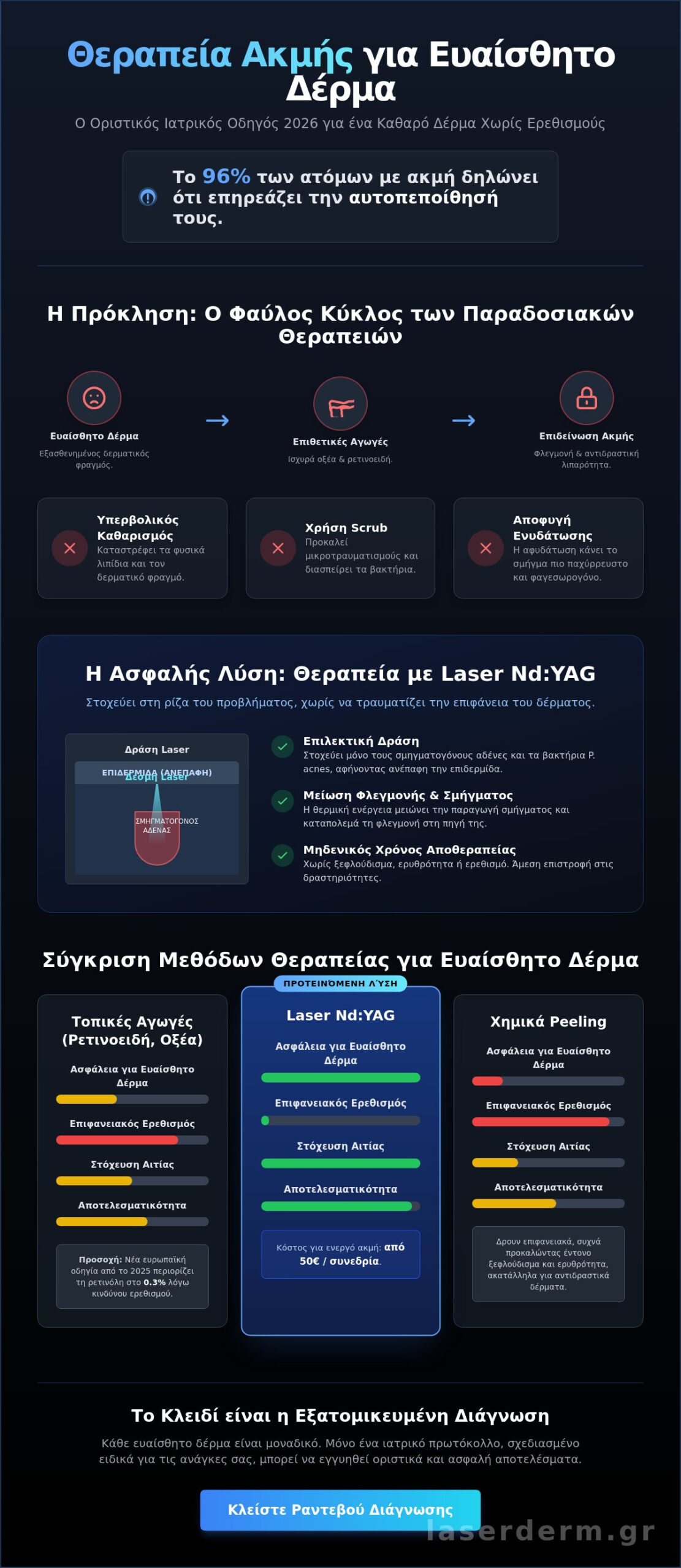 Θεραπεία ακμής για ευαίσθητο δέρμα: Ο πλήρης ιατρικός οδηγός για το 2026 - Infographic